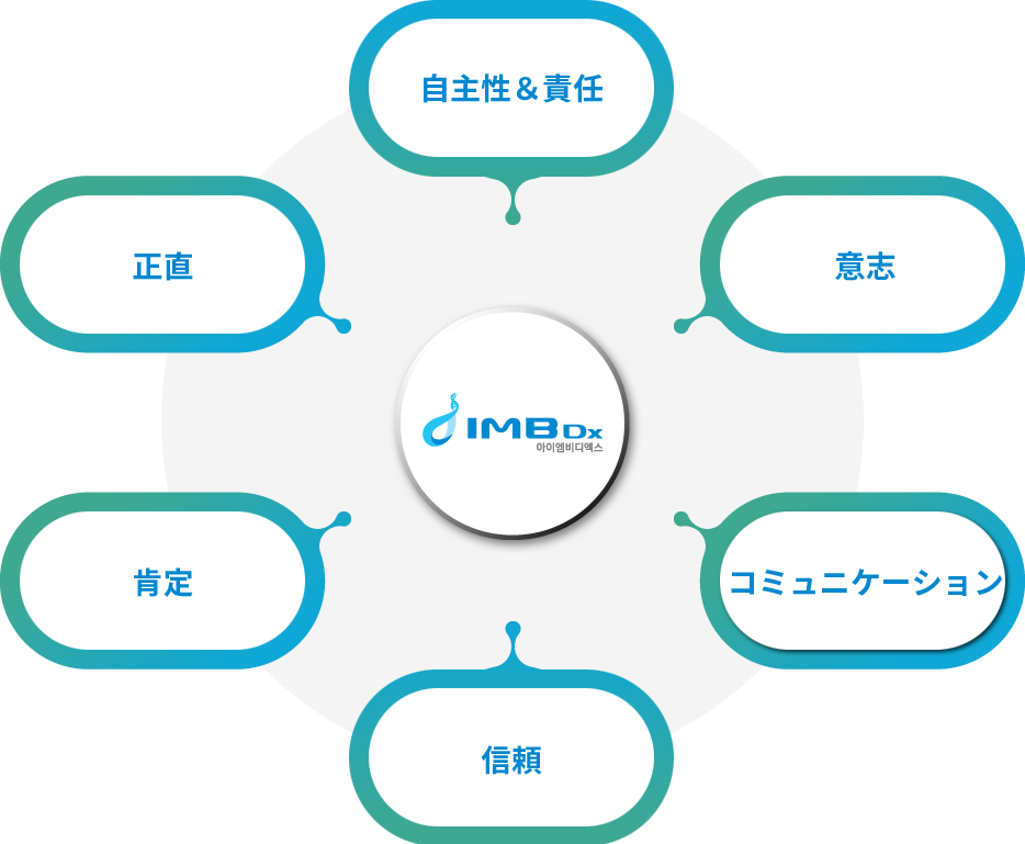 자율&책임, 겸손, 소통, 신뢰, 긍정, 집요
